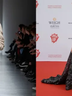 Model on runway and celebrity on red carpet, illustrating fashion week's impact on 2026 celebrity style.