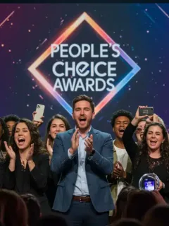 Enthusiastic audience engaging with People's Choice Awards 2026 on digital screens.