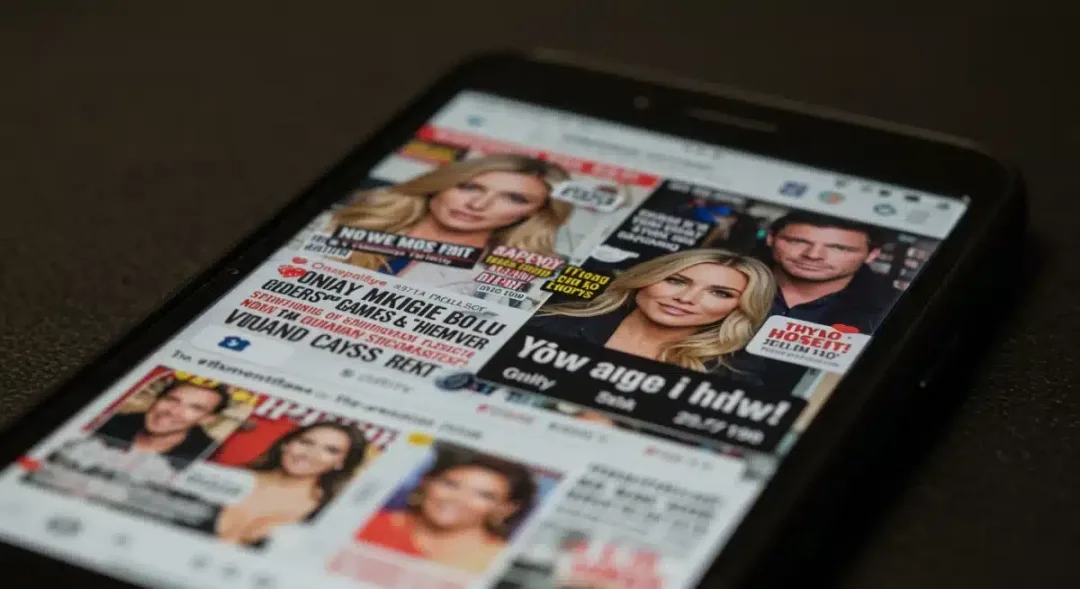 Smartphone screen with negative social media comments about celebrity couple