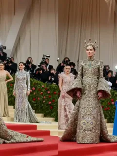Futuristic red carpet at Met Gala 2026 with avant-garde fashion