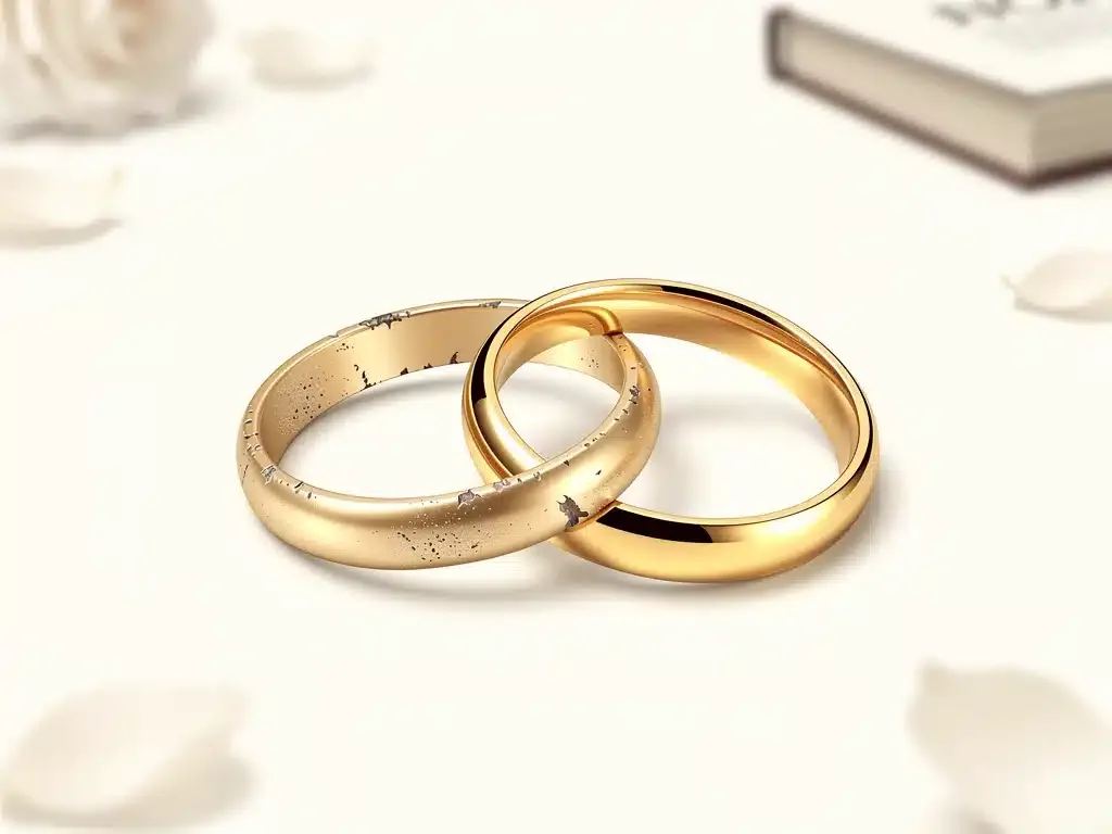 Illustration of two wedding rings, representing the concept of remarriage and enduring commitment.
