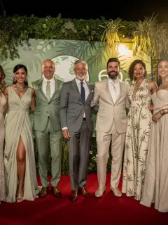 Celebrities in sustainable fashion on the red carpet, making eco-friendly choices.