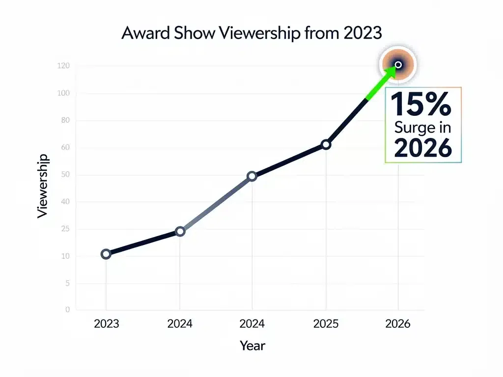 Graph showing a 15% increase in award show ratings for 2026.
