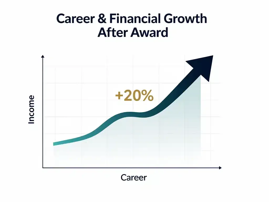 Graph illustrating a 20% career and financial boost from award recognition.