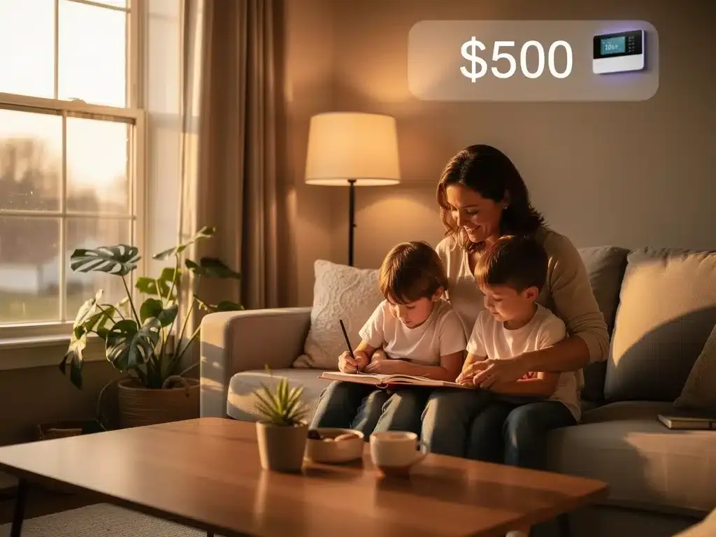 Family enjoying a warm, well-lit home thanks to LIHEAP 2026 utility bill savings